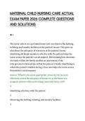 MATERNAL CHILD NURSING CARE ACTUAL&NewLine;EXAM PAPER 2026 COMPLETE QUESTIONS&NewLine;AND SOLUTIONS&NewLine;