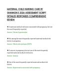 MATERNAL CHILD NURSING CARE BY&NewLine;SHANNON E 2026 ASSESSMENT SCRIPT&NewLine;DETAILED RESPONSES COMPREHENSIVE&NewLine;REVIEW