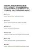 MATERNAL CHILD NURSING CARE BY&NewLine;SHANNON E 2026 PRACTICE TEST PACK&NewLine;COMPLETE SOLUTIONS VERIFIED INSIGHTS&NewLine;