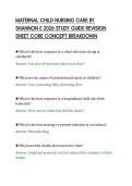 MATERNAL CHILD NURSING CARE BY&NewLine;SHANNON E 2026 STUDY GUIDE REVISION&NewLine;SHEET CORE CONCEPT BREAKDOWN&NewLine;