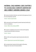 MATERNAL CHILD NURSING CARE CHAPTERS 1&NewLine;TO 33 EXAM 2026 COMPLETE QUESTION SET&NewLine;AND CORRECT ANSWERS GRADED A PLUS