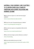 MATERNAL CHILD NURSING CARE CHAPTERS 1&NewLine;TO 33 REVIEW PAPER 2026 COMPLETE&NewLine;QUESTIONS WITH EXPERT SOLUTIONS AND&NewLine;MARKING SCHEME&NewLine;
