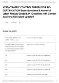ATSSA TRAFFIC CONTROL SUPERVISOR RE-CERTIFICATION Exam Questions & Answers &vert; Latest Already Graded A&plus; &vert;Questions with Correct Answers 2026 latest update&excl;&excl;&NewLine;&NewLine;