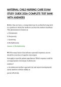 MATERNAL CHILD NURSING CARE EXAM&NewLine;STUDY GUIDE 2026 COMPLETE TEST BANK&NewLine;WITH ANSWERS