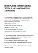 MATERNAL CHILD NURSING CARE FINAL&NewLine;TEST PAPER 2026 SOLVED QUESTIONS&NewLine;AND ANSWERS&NewLine;
