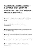 MATERNAL-CHILD NURSING CARE WITH&NewLine;THE WOMENS HEALTH COMPANION&NewLine;COMPREHENSIVE PAPER 2026 QUESTIONS&NewLine;AND SOLUTIONS GRADED A&plus;
