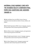 MATERNAL-CHILD NURSING CARE WITH&NewLine;THE WOMENS HEALTH COMPANION FINAL&NewLine;PAPER 2026 QUESTIONS AND ANSWERS&NewLine;GRADED A&plus;