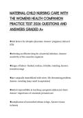 MATERNAL-CHILD NURSING CARE WITH&NewLine;THE WOMENS HEALTH COMPANION&NewLine;PRACTICE TEST 2026 QUESTIONS AND&NewLine;ANSWERS GRADED A&plus;