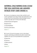 MATERNAL CHILD NURSING EXAM 3 EXAM&NewLine;PREP 2026 QUESTIONS AND ANSWERS&NewLine;DETAILED STUDY GUIDE GRADED A&plus;