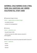 MATERNAL CHILD NURSING EXAM 3 FINAL&NewLine;PAPER 2026 QUESTIONS AND VERIFIED&NewLine;SOLUTIONS FULL STUDY GUIDE&NewLine;