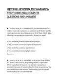 MATERNAL NEWBORN ATI EXAMINATION&NewLine;STUDY GUIDE 2026 COMPLETE&NewLine;QUESTIONS AND ANSWERS