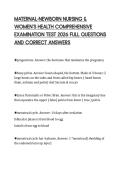 MATERNAL-NEWBORN NURSING &&NewLine;WOMEN&rsquo;S HEALTH COMPREHENSIVE&NewLine;EXAMINATION TEST 2026 FULL QUESTIONS&NewLine;AND CORRECT ANSWERS&NewLine;