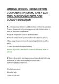 MATERNAL NEWBORN NURSING CRITICAL&NewLine;COMPONENTS OF NURSING CARE 4 2026&NewLine;STUDY GUIDE REVISION SHEET CORE&NewLine;CONCEPT BREAKDOWN