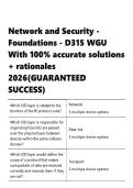 Network and Security - Foundations - D315 WGU With 100- accurate solutions &plus; rationales