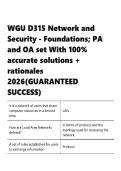 WGU D315 Network and Security - Foundations&semi; PA and OA set With 100- accurate solutions &plus; rationales