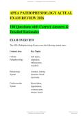 APEA PATHOPHYSIOLOGY ACTUAL &NewLine;EXAM REVIEW 2026 &NewLine;180 Questions with Correct Answers & &NewLine;Detailed Rationales