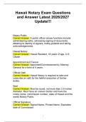 Hawaii Notary Exam Questions&NewLine;and Answer Latest 2026&sol;2027&NewLine;Update&excl;&excl;&excl;