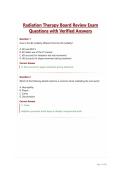 Radiation Therapy Board Review Exam Questions with Verified Answers