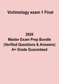 Victimology Exam 1 2026 Questions and Answers PDF Study Guide