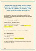 Orthotics and Prosthetics Boards Written Exam Test Bank 3 with Latest 400 Correctly Answered Questions Review 2026-2027&sol; Orthotics and Prosthetics Boards Written Latest Questions and Answers Review