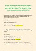 Bundle for Orthotics and Prosthetics Boards Written Exam Test Banks 1-5 with Latest 1800 Correctly Answered Questions Review 2026-2027&sol; Orthotics and Prosthetics Boards Written Latest Questions and Answers Review