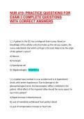 NUR 419- PRACTICE QUESTIONS FOR EXAM 3 COMPLETE QUESTIONS WITH CORRECT ANSWERS  &vert; VERIFIED EXAM QUESTIONS