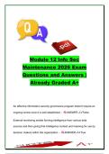 Module 12 Information Security Maintenance Exam 2026 &vert; 70&plus; Exam Questions & Answers &vert; Penetration Testing&comma; Vulnerability Assessment&comma; Traffic Analysis & Security Governance &vert; Information Security Management