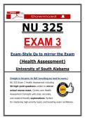 NU 325 Exam 3 &ndash; Health Assessment &ndash; &lpar;2026&rpar; Actual Questions & Answers &lpar;USA&rpar;