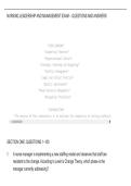 NURSING LEADERSHIP AND MANAGEMENT EXAM &ndash; QUESTIONS AND ANSWERS