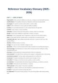 Reference Vocabulary Glossary &vert; Zakelijk Engels 1 &vert; UA &vert; 2025&sol;26