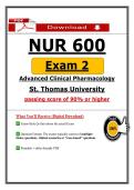 NUR 600 Exam 2 &ndash; Advanced Clinical Pharmacology &ndash; &lpar;2026&rpar; Actual Questions & Answers &lpar;STU&rpar;