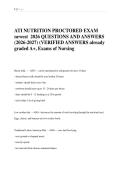 ATI NUTRITION PROCTORED EXAM &NewLine;newest  2026 QUESTIONS AND ANSWERS &NewLine;&lpar;2026-2027&rpar; &lpar;VERIFIED ANSWERS already &NewLine;graded A&plus;&comma; Exams of Nursing 