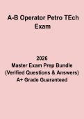 A-B Operator Petro Tech Exam 2026 Questions and Answers PDF Study Guide