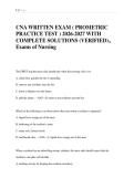 CNA WRITTEN EXAM &lpar; PROMETRIC &NewLine;PRACTICE TEST &rpar; 2026-2027 WITH &NewLine;COMPLETE SOLUTIONS &lpar;VERIFIED&rpar;&period;&comma; &NewLine;Exams of Nursing