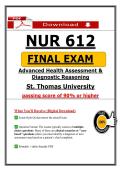 NUR 612 Final Exam &ndash; Advanced Health Assessment & Diagnostic Reasoning &ndash; &lpar;2026&rpar; Actual Questions & Answers &lpar;STU&rpar;