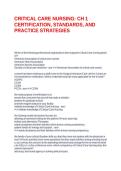 CRITICAL CARE NURSING&colon; CH 1 CERTIFICATION&comma; STANDARDS&comma; AND PRACTICE STRATEGIES