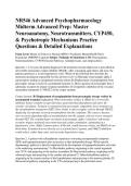 NR546 Advanced Psychopharmacology &NewLine;Midterm Advanced Prep&colon; Master &NewLine;Neuroanatomy&comma; Neurotransmitters&comma; CYP450&comma; &NewLine;& Psychotropic Mechanisms Practice Questions & Detailed Explanations &NewLine;