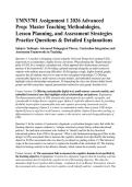 TMN3701 Assignment 1 2026 Advanced &NewLine;Prep&colon; Master Teaching Methodologies&comma; Lesson Planning&comma; and Assessment Strategies &NewLine;Practice Questions & Detailed Explanations &NewLine;