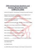 TIPS training Exam Questions and Answers Most Recent exam COMPLETE &lpar;2026&rpar;