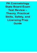 PA Cosmetology State Board Exam Test Review Theory Practical Skills Safety and Licensing Prep Study Guide Questions and Answers PDF 2025&sol; 2026 with Solution