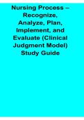 Nursing Process Recognize Analyze Plan Implement and Evaluate Clinical Judgment Model Study Guide Questions and Answers PDF 2025&sol; 2026 with Solution