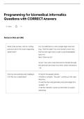 Programming for biomedical informatics&NewLine;Questions with CORRECT Answers