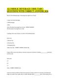 ALCOHOLIC BEVERAGE CODE &lpar;TABC&rpar; QUESTIONS WITH CORRECT ANSWERS 2026
