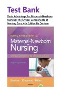 Test Bank For Davis Advantage For Maternal-Newborn Nursing&colon; The Critical Components of Nursing Care&comma; 4th Edition By Durham&vert;&vert; ISBN 978-1719645737&vert;&vert;Complete Guide A&plus;&vert;&vert; LATEST EDITION&period;&NewLine;