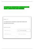 Integrated marketing communication exam 1 