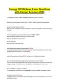 Biology 202 Midterm Exam Questions &NewLine;with Correct Answers 2026