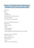 Biology 1108 &lpar;KSU&rpar; Study Guide Exam 3 &NewLine;Questions with Correct Answers 2026 