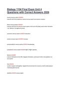 Biology 1104 Final Exam Unit 4 &NewLine;Questions with Correct Answers 2026 