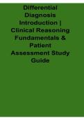 Differential Diagnosis Introduction Clinical Reasoning Fundamentals and Patient Assessment Study Questions and Answers PDF 2025&sol; 2026 with Solution