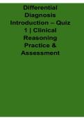 Differential Diagnosis Introduction Quiz 1 Clinical Reasoning Practice and Assessment Study Guide Questions and Answers PDF 2025&sol; 2026 with Solution